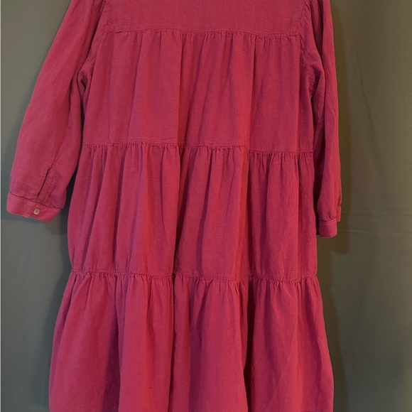Giselle Tiered Cotton Gauze Mini Dress - Fuchsia | Size Small - Picture 3 of 8